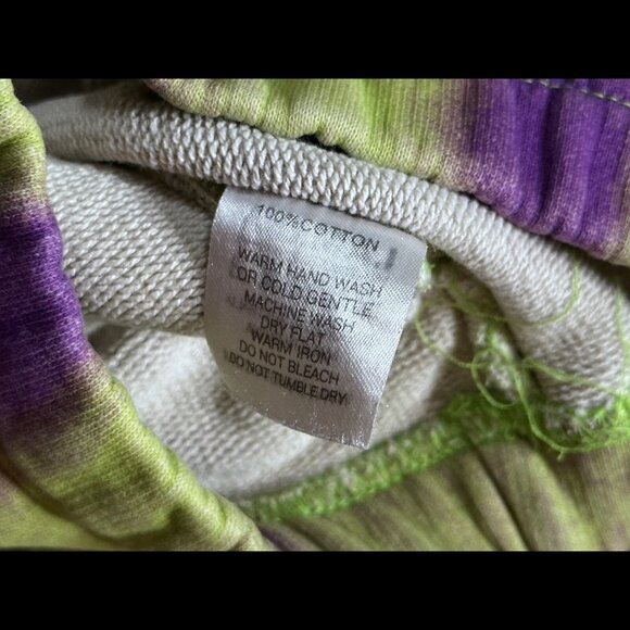 I.AM.GIA Pants Small Womens Green Purple Tie Dye 100% Cotton Sweatpants Fleece - Picture 10 of 10